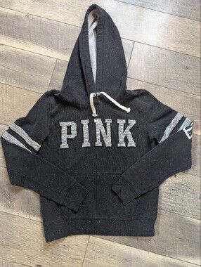 Victoria's Secret PINK Black & Heather Gray Speckled Hoodie